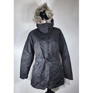 The North Face RDS Down Belted Faux Fur Hood Parka Jacket Black, Womens Size XL
